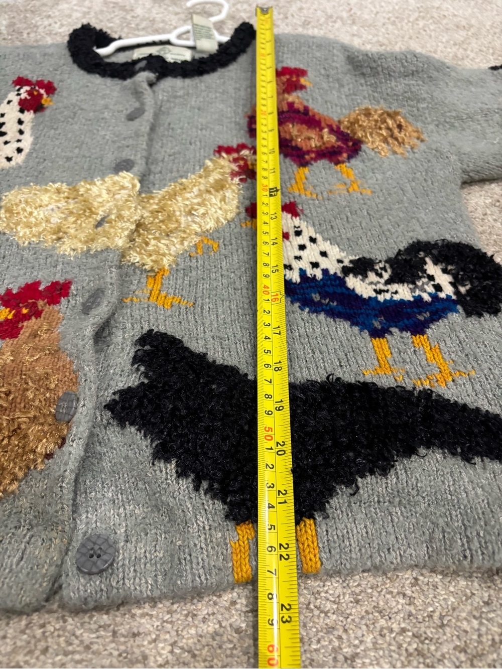Vintage Design Options Philip Jane Gordon Cardigan Farmcore Rooster Chicken L - Picture 2 of 10